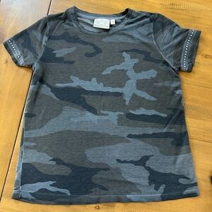 Y2K Camo T-Shirt with Rhinestone details on sleeves